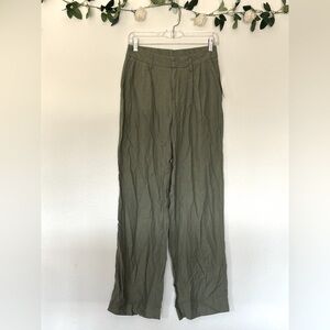 A NEW DAY Olive Green Linen Pants- Size 2